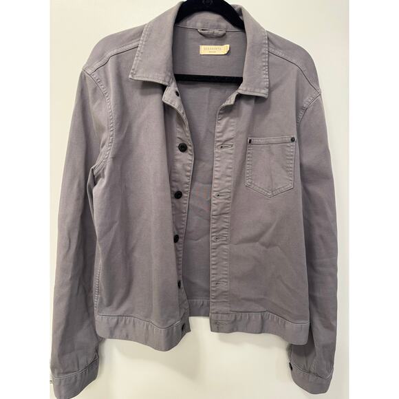 All Saint's Trucker Jacket Mens M Gray Cotton Denim Button Front Outdoor Stretch